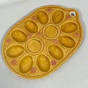 VTG Glazed Ceramic Deviled Egg Tray Serving Platter MCM Mid Century Modern Japan